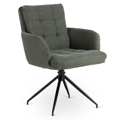 Elite AKITA Modern Upholstered Swivel Chair-Modern Green Corduroy