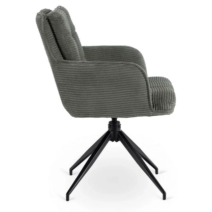 Elite AKITA Modern Upholstered Swivel Chair-Modern Green Corduroy