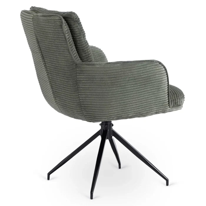 Elite AKITA Modern Upholstered Swivel Chair-Modern Green Corduroy