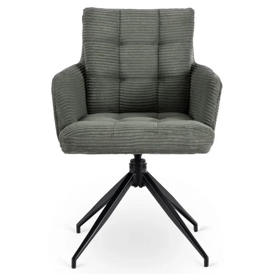 Elite AKITA Modern Upholstered Swivel Chair-Modern Green Corduroy
