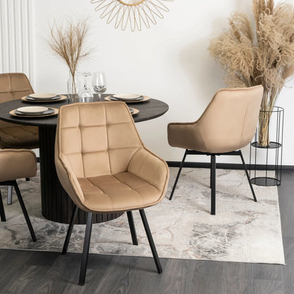 Elite LUNA Beige Velvet Swivel Chair – Elegant Comfort & Modern Design