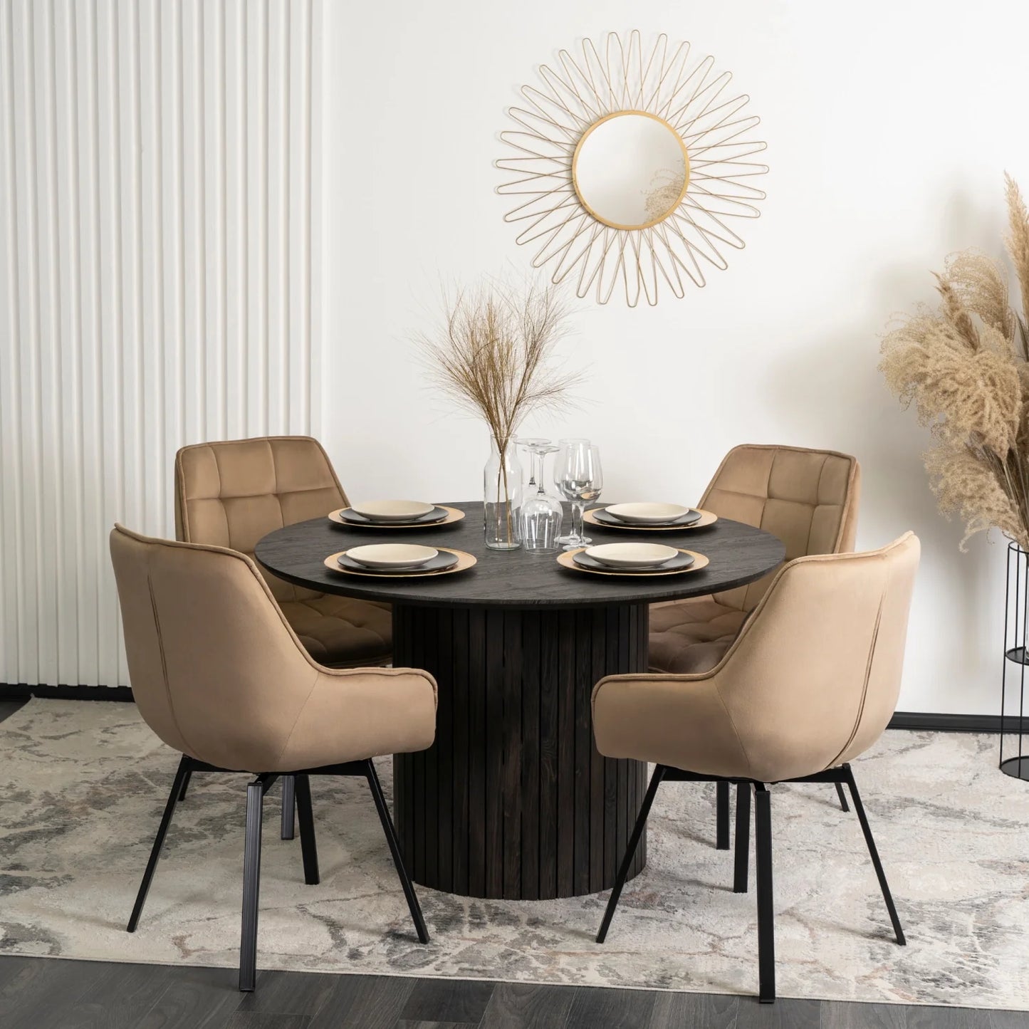 Elite LUNA Beige Velvet Swivel Chair – Elegant Comfort & Modern Design