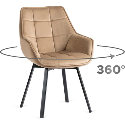 Elite LUNA Beige Velvet Swivel Chair – Elegant Comfort & Modern Design