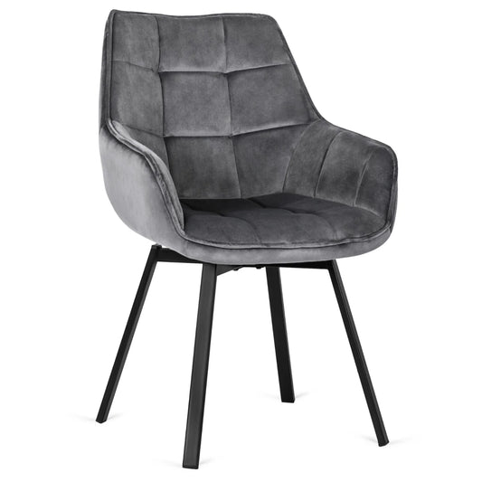 Elite LUNA Grey Velvet Swivel Chair – Modern Comfort with Style