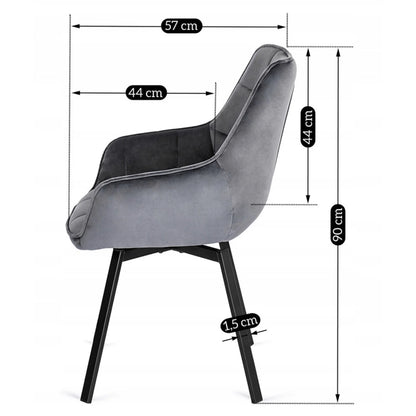 Elite LUNA Grey Velvet Swivel Chair – Modern Comfort with Style