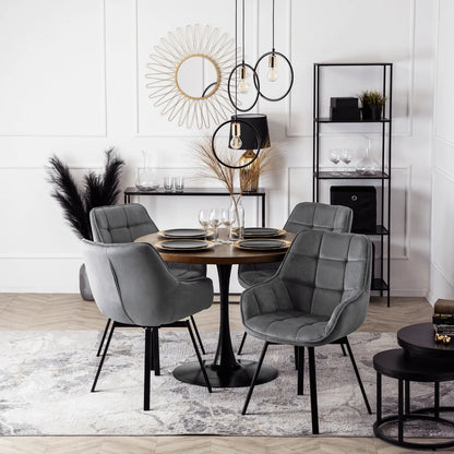 Elite LUNA Grey Velvet Swivel Chair – Modern Comfort with Style