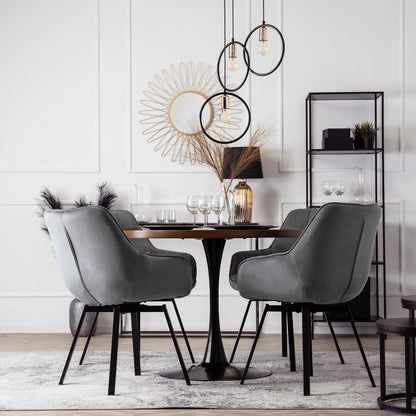 Elite LUNA Grey Velvet Swivel Chair – Modern Comfort with Style