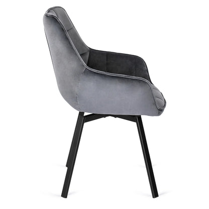 Elite LUNA Grey Velvet Swivel Chair – Modern Comfort with Style