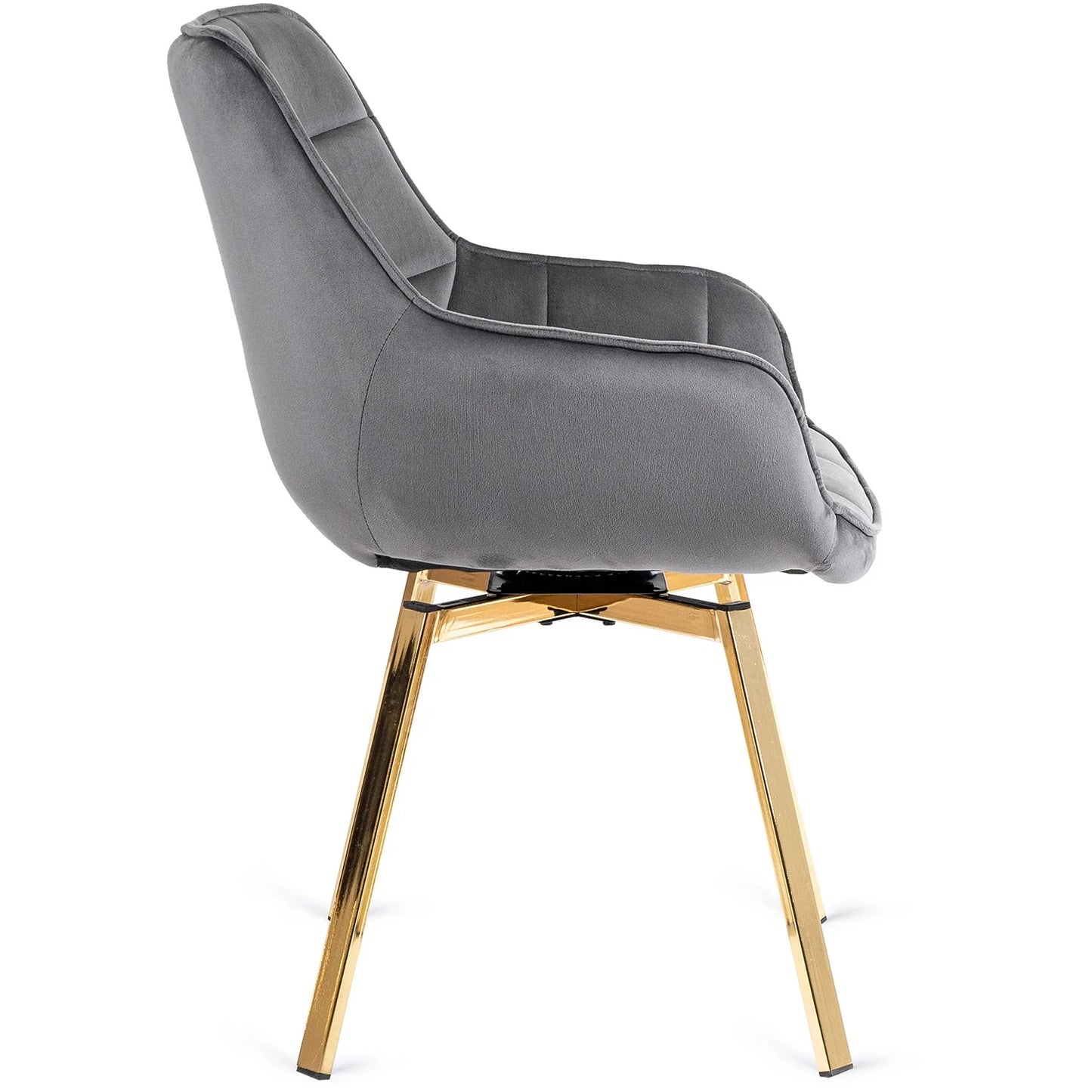 Elite MIA Swivel Velvet Chair – Chic Gray & Gold Design