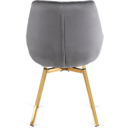Elite MIA Swivel Velvet Chair – Chic Gray & Gold Design