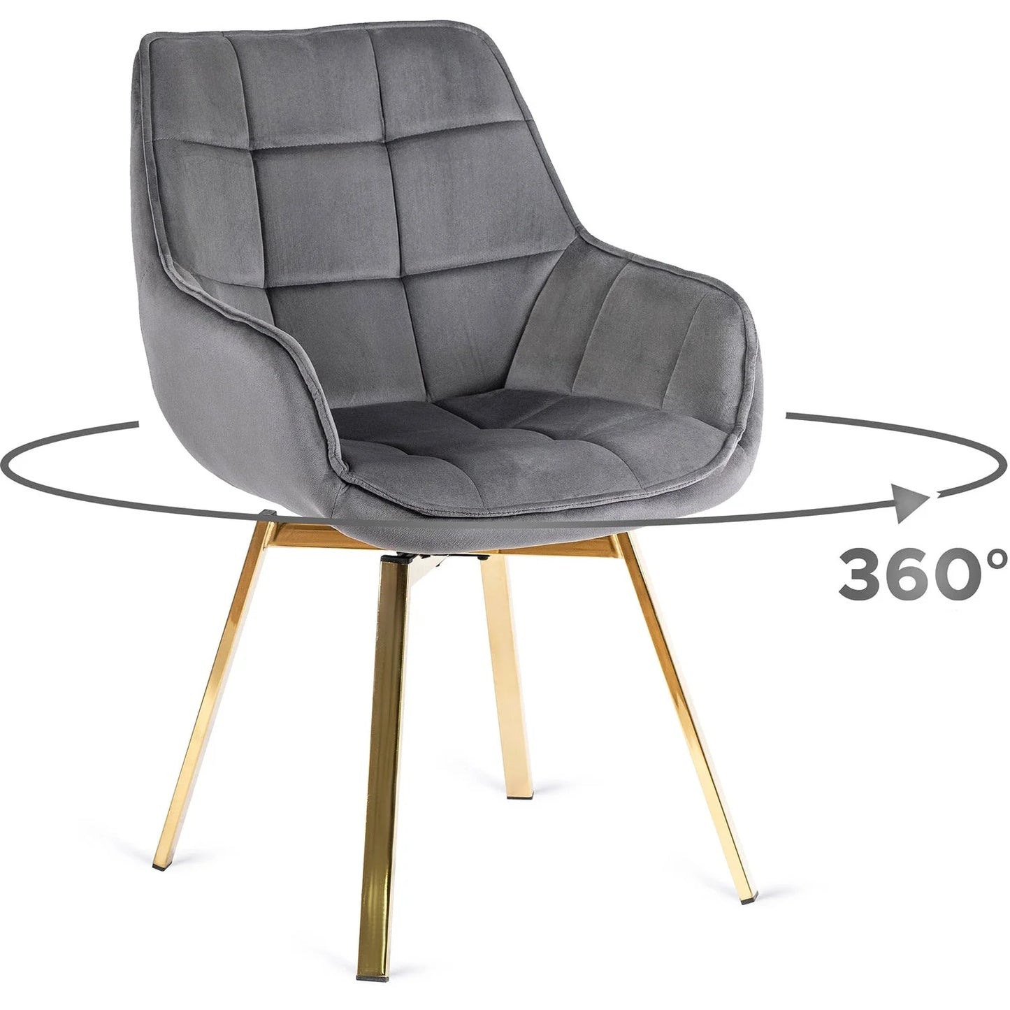 Elite MIA Swivel Velvet Chair – Chic Gray & Gold Design