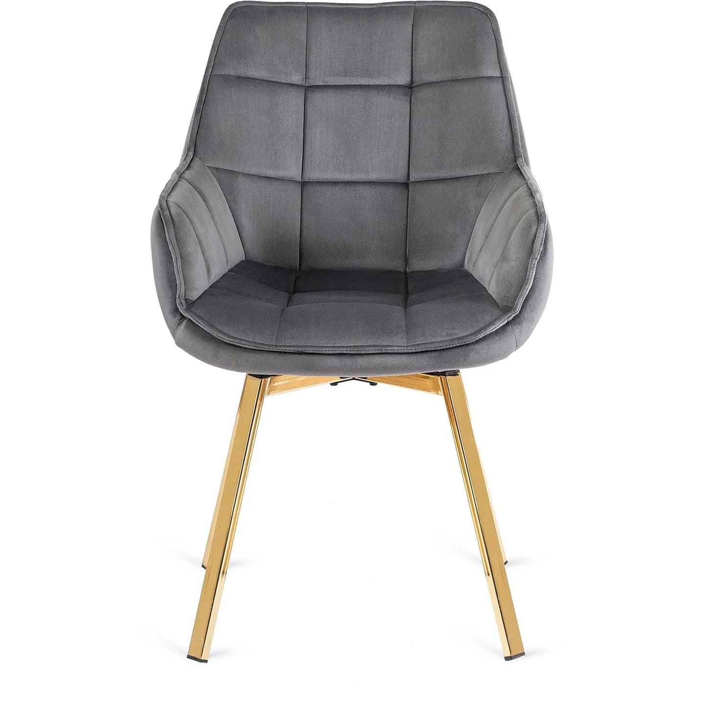 Elite MIA Swivel Velvet Chair – Chic Gray & Gold Design