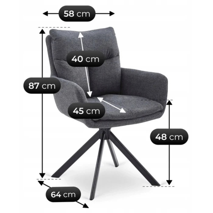 Elite PAUL Modern Upholstered Swivel Chair- Graphite