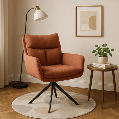 Elite PAUL Modern Upholstered Swivel Chair- Rust
