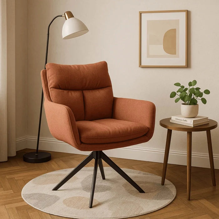 Elite PAUL Modern Upholstered Swivel Chair- Rust