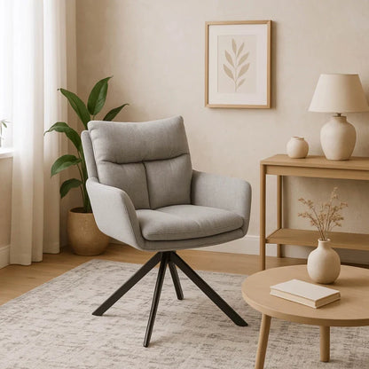 Elite PAUL Modern Upholstered Swivel Chair- Grey