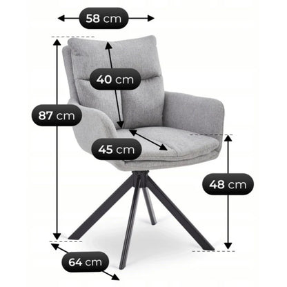 Elite PAUL Modern Upholstered Swivel Chair- Grey