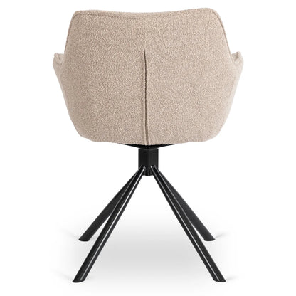 Elite PEONY Swivel Chair – Elegant Beige Bouclé Comfort