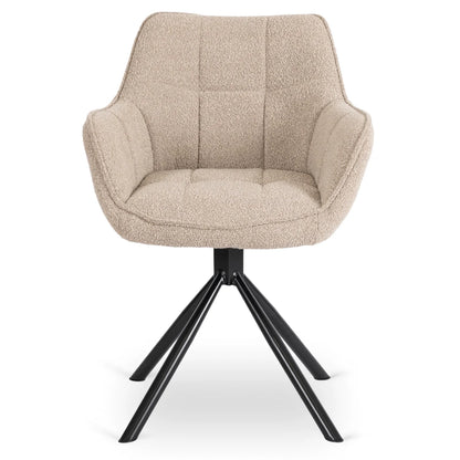 Elite PEONY Swivel Chair – Elegant Beige Bouclé Comfort