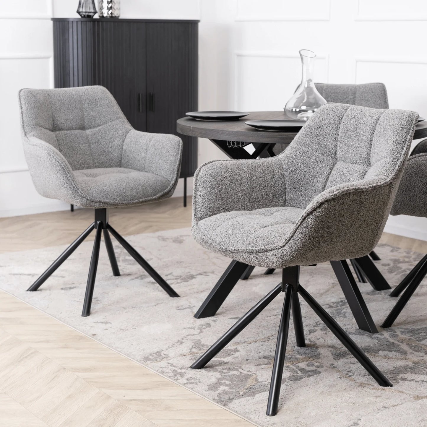 Elite PEONY Swivel Chair – Modern Gray Upholstered Comfort