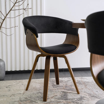 Elite OHIO 2 Chair – Black Velvet & Walnut Bentwood