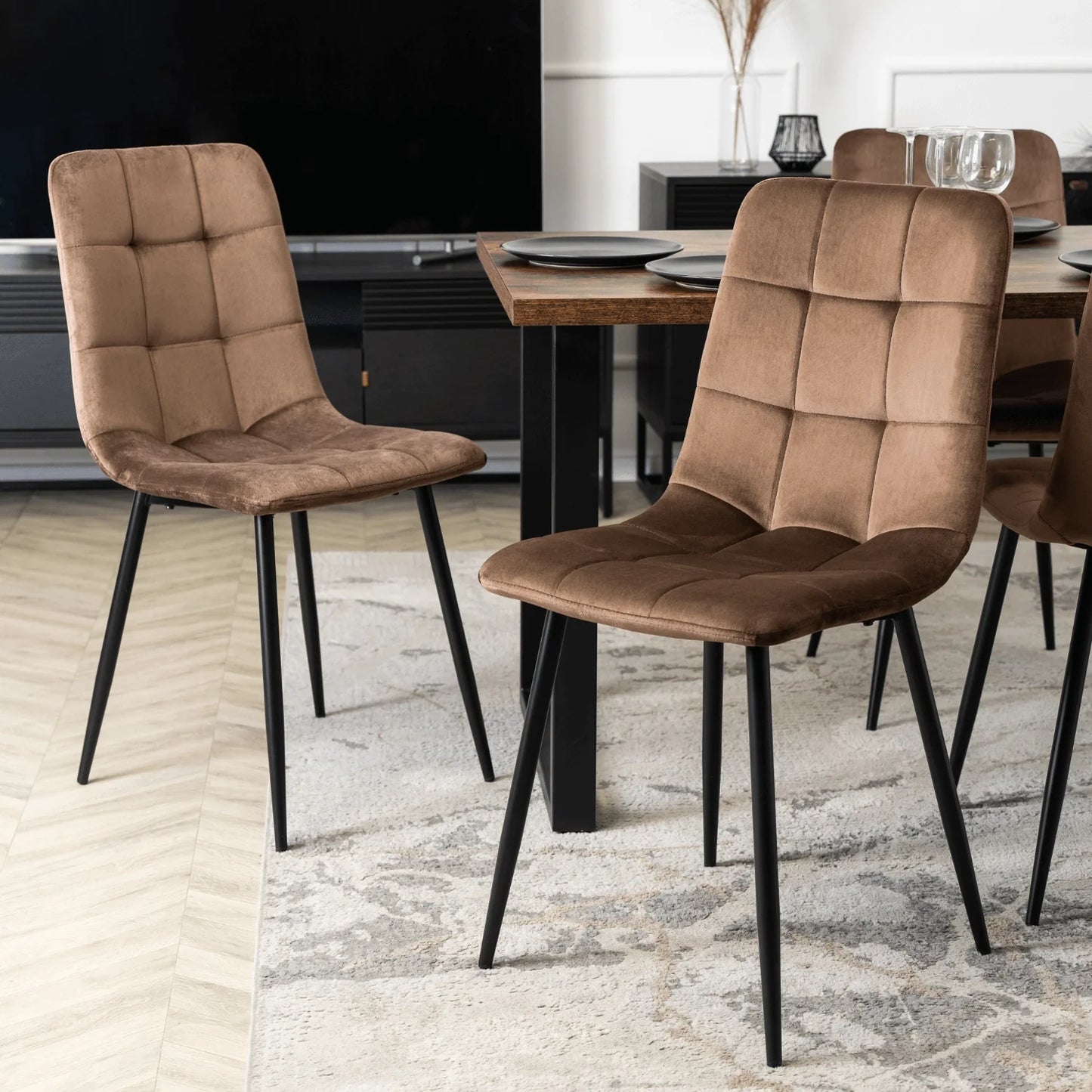 Elite PERU Brown Velvet Chair – Classic Elegance with Supreme Comfort