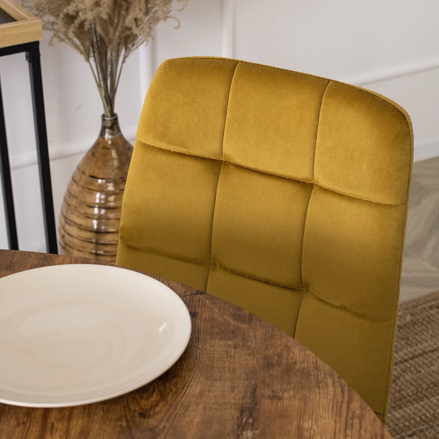 Elite PERU Mustard Velvet Chair – A Bold Statement of Style and Comfort