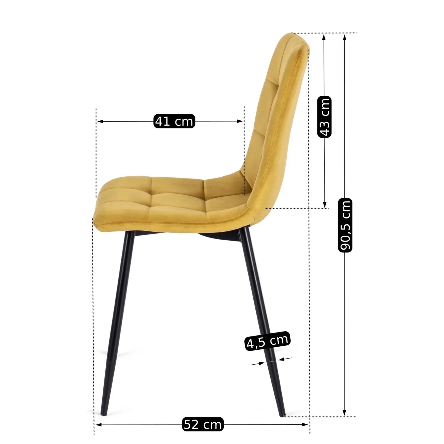 Elite PERU Mustard Velvet Chair – A Bold Statement of Style and Comfort