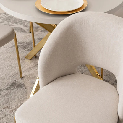 Elite BROS Upholstered Chair – Cream Glamour