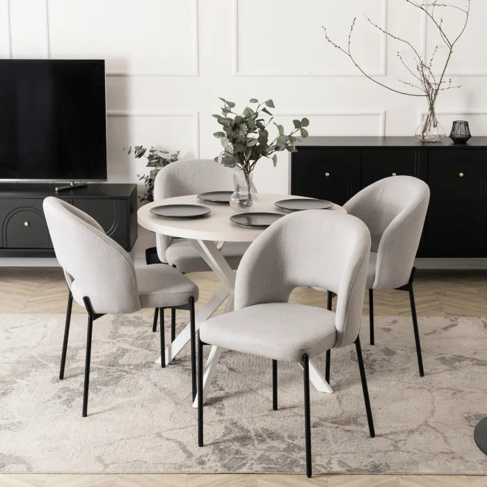 Elite BROS Upholstered Chair – Grey Modern