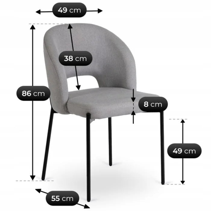 Elite BROS Upholstered Chair – Grey Modern