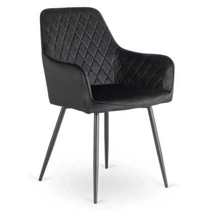 Elite BRESSO Upholstered Dining Chair – Black Velvet Modern