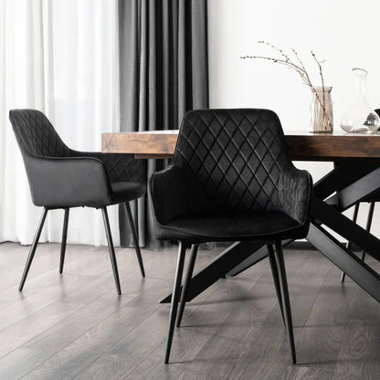 Elite BRESSO Upholstered Dining Chair – Black Velvet Modern