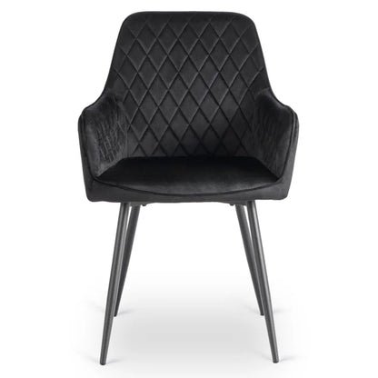 Elite BRESSO Upholstered Dining Chair – Black Velvet Modern