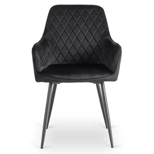 Elite BRESSO Upholstered Dining Chair – Black Velvet Modern