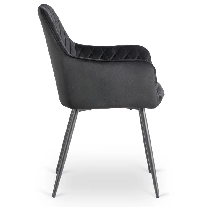 Elite BRESSO Upholstered Dining Chair – Black Velvet Modern