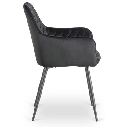Elite BRESSO Upholstered Dining Chair – Black Velvet Modern