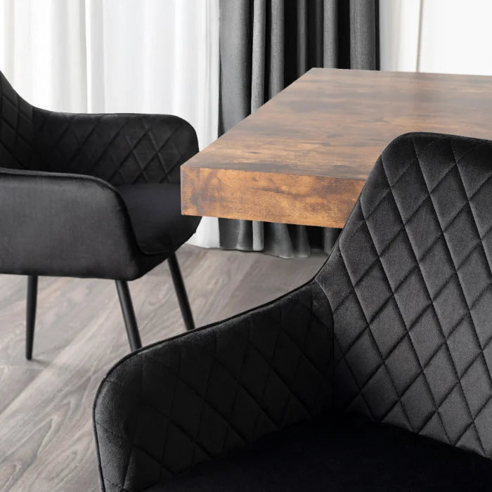 Elite BRESSO Upholstered Dining Chair – Black Velvet Modern