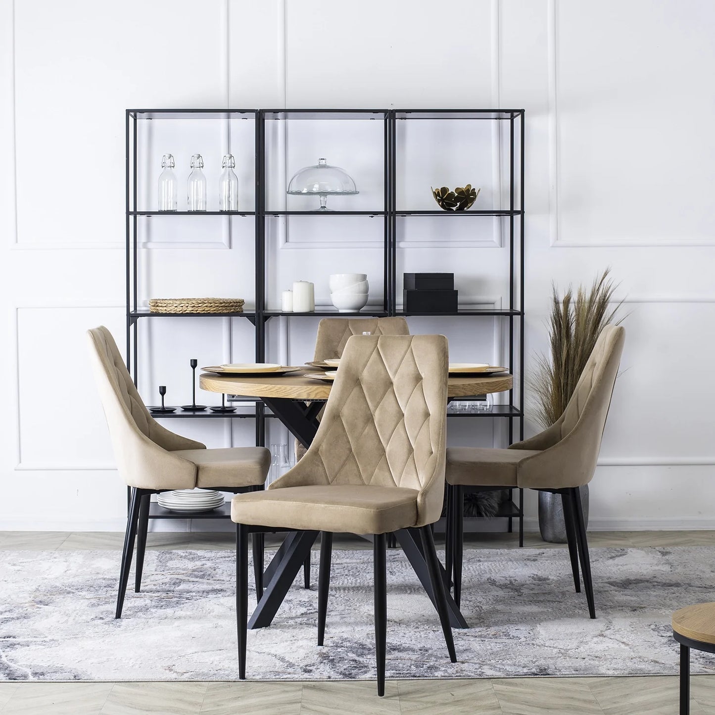 Elite CORK Beige Velvet Chair – Timeless Elegance for Your Interior