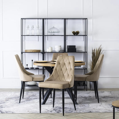 Elite CORK Beige Velvet Chair – Timeless Elegance for Your Interior