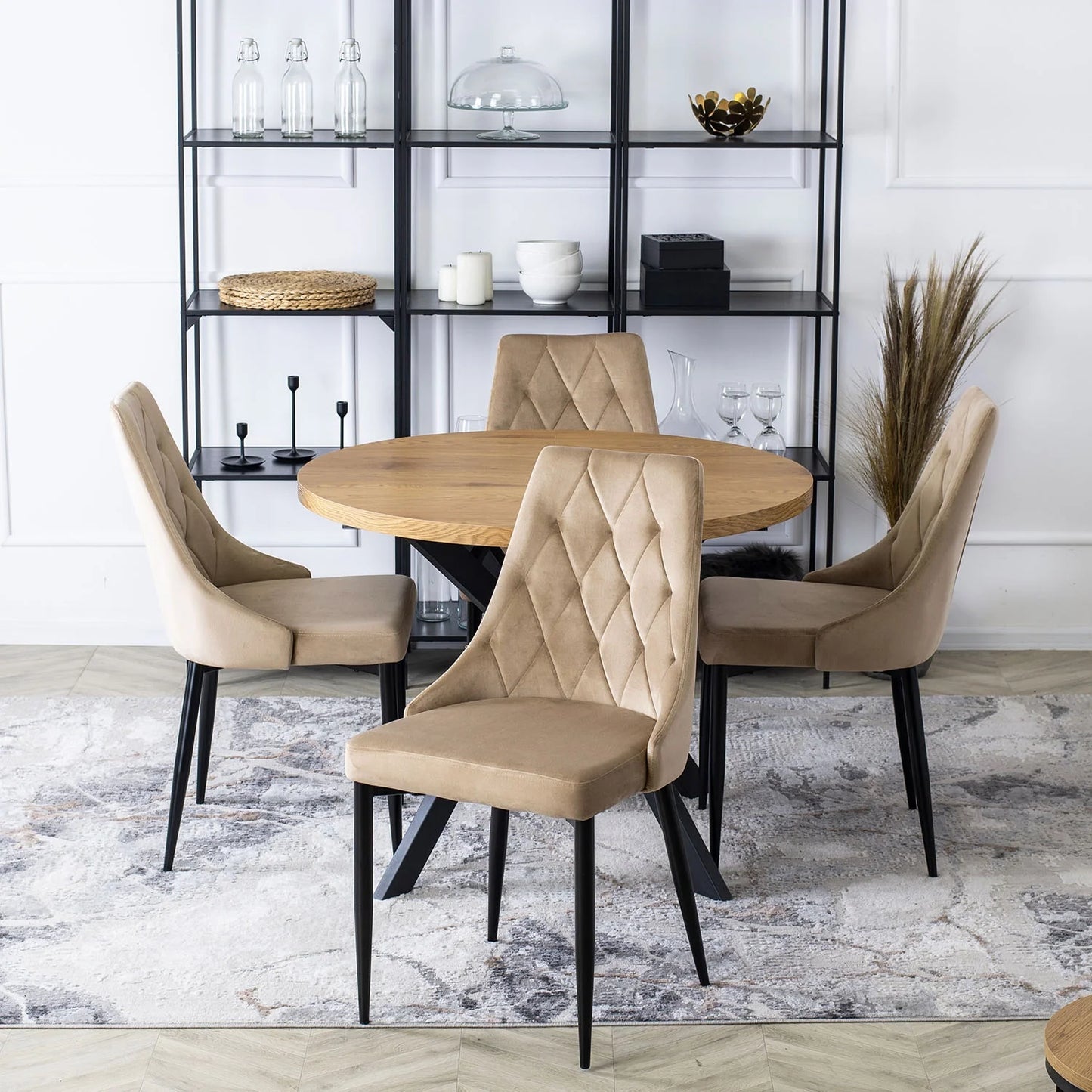 Elite CORK Beige Velvet Chair – Timeless Elegance for Your Interior