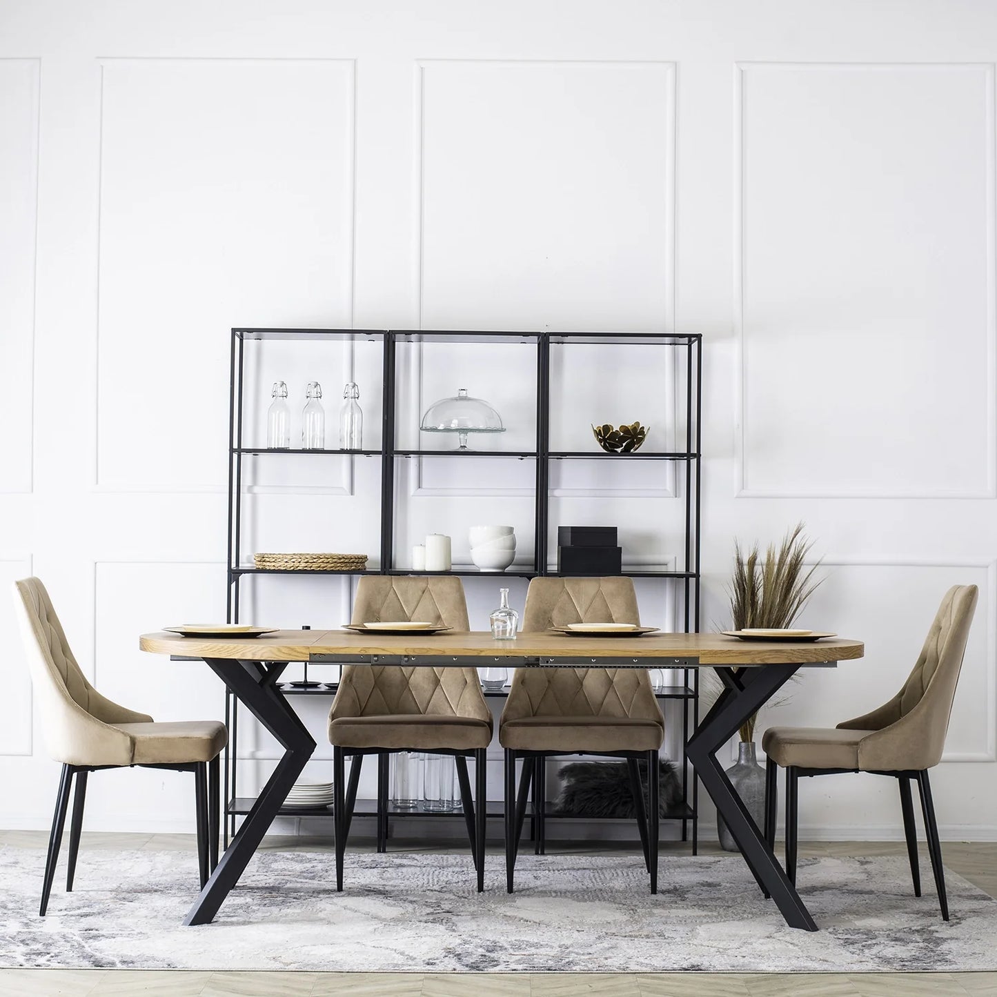 Elite CORK Beige Velvet Chair – Timeless Elegance for Your Interior