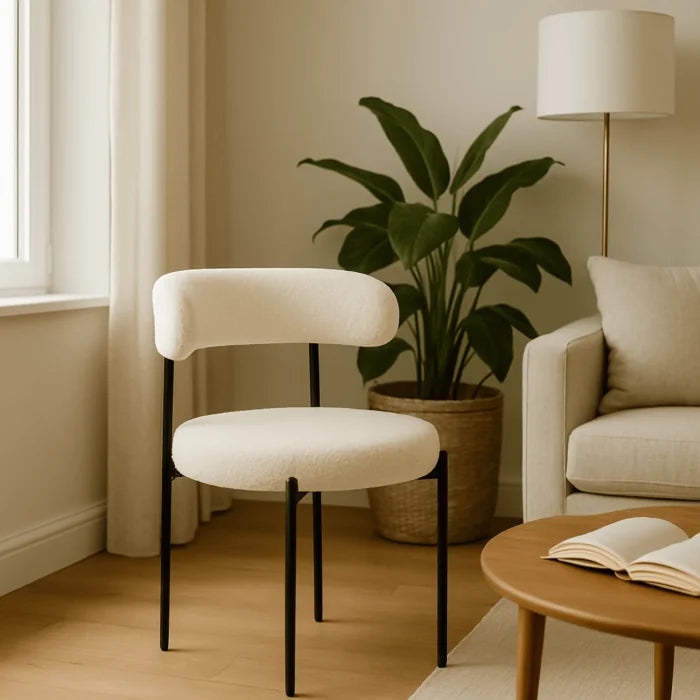 Elite TULSA Upholstered Lounge Chair – Cream Bouclé Modern