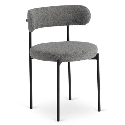 Elite TULSA Upholstered Lounge Chair – Grey Bouclé Modern