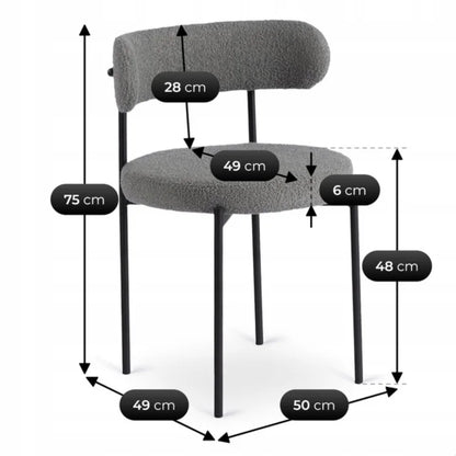 Elite TULSA Upholstered Lounge Chair – Grey Bouclé Modern