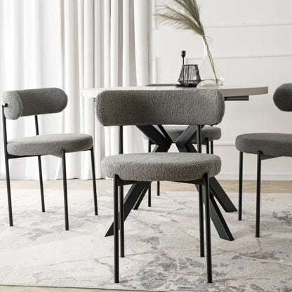 Elite TULSA Upholstered Lounge Chair – Grey Bouclé Modern