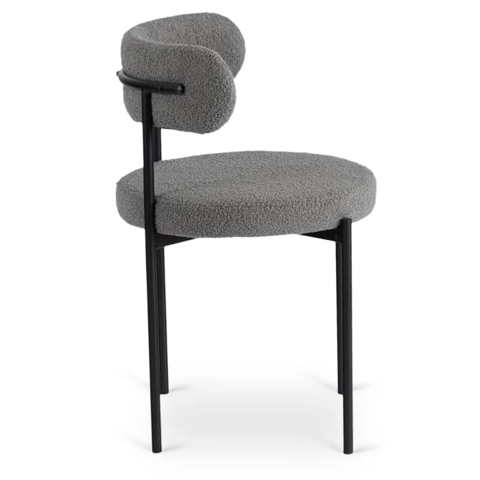 Elite TULSA Upholstered Lounge Chair – Grey Bouclé Modern