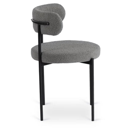 Elite TULSA Upholstered Lounge Chair – Grey Bouclé Modern