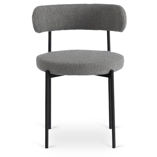 Elite TULSA Upholstered Lounge Chair – Grey Bouclé Modern