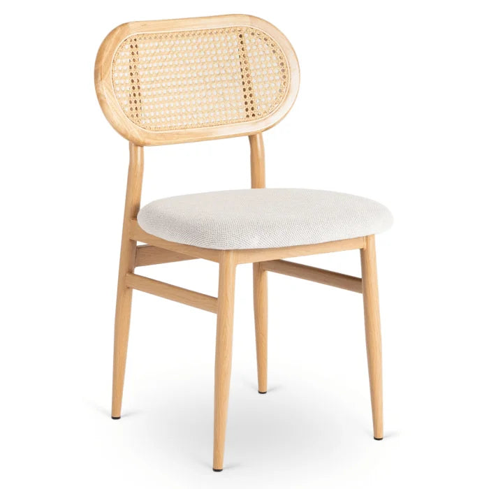 Elite ALTEA Upholstered Wooden Chair Oak / Beige – Classic Retro with Openwork Design